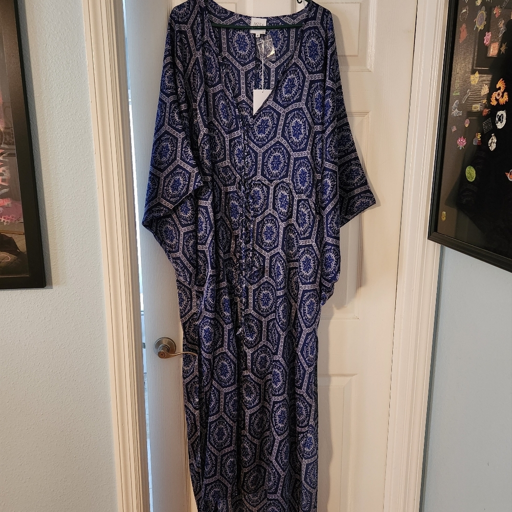 Misa Blue Geometric Patterned Dress